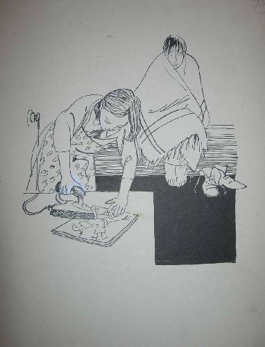 Книжки под дождем, иллюстрация к книжке А. Барто "Стихи детям" (Детгиз)