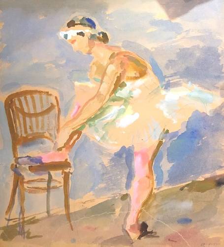 Балерина, опирающаяся на стул